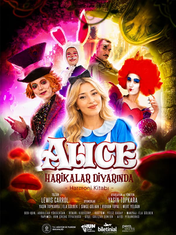 Alice Harikalar Diyarında Hun Çocuk Tiyatrosu tiyatro afişi