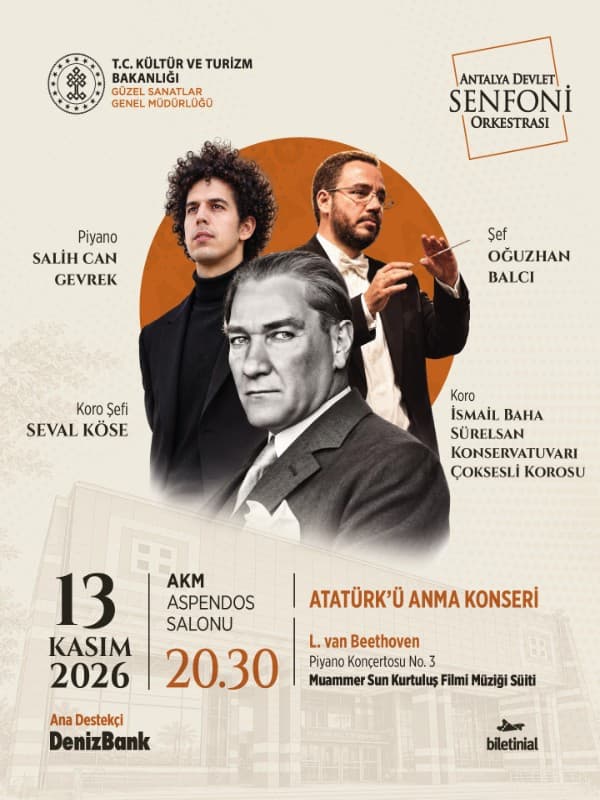 Atatürk ü Anma Konseri - Antalya Devlet Senfoni Orkestrası konser afişi