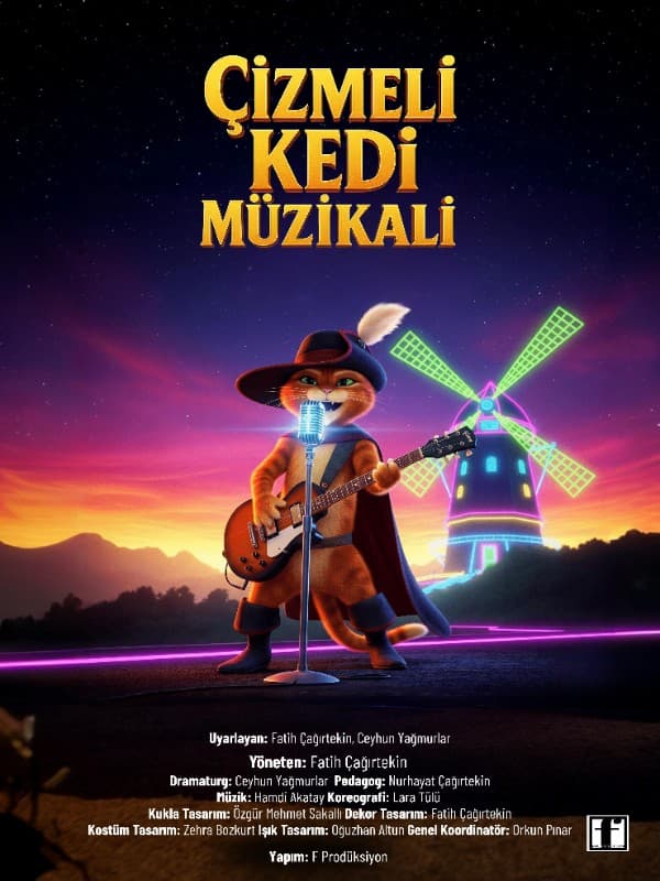 Çizmeli Kedi Müzikali tiyatro afişi