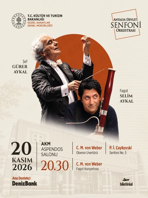 Gürer Aykal Yönetiminde | Çaykovski 5 & Weber - Antalya Devlet Senfoni Orkestrası - DenizBank Konserleri konser afişi